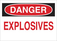 imagen de Brady B-302 Poliéster Rectángulo Cartel de advertencia de explosivos Blanco - 10 pulg. Ancho x 7 pulg. Altura - Laminado - 85167