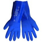 imagen de Global Glove Frogwear 8660 Azul Grande PVC Apoyado Guantes resistentes a productos químicos - acabado Áspero - Longitud 12 pulg. - 8660 lg