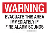 imagen de Brady B-555 Aluminio Rectángulo Cartel de evacuación de emergencia Blanco - 14 pulg. Ancho x 10 pulg. Altura - 127371