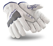 imagen de HexArmor SteelLeather 5033 White/Gray/Blue 8 Grain Goatskin Cut and Sewn Cut-Resistant Gloves - ANSI A6 Cut Resistance