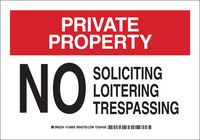 imagen de Brady B-302 Poliéster Rectángulo Cartel de merodeo, solicitación y traspaso Blanco - 10 pulg. Ancho x 7 pulg. Altura - Laminado - 124859