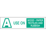imagen de Brady Verde sobre blanco Etiqueta del extintor 95222 - Texto Imprimido = A USE ON WOOD; PAPER; TEXTILES AND RUBBISH - Inglés - 754476-95222