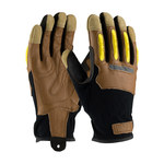 imagen de PIP Maximum Safety 120-4200 Black/Brown/Yellow Large Split Goatskin Leather/Spandex Work Gloves - 9.75 in Length - 120-4200/L
