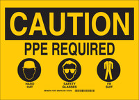 imagen de Brady B-555 Aluminio Rectángulo Cartel de PPE Amarillo - 14 pulg. Ancho x 10 pulg. Altura - 131971