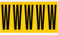 imagen de Brady 1560-W Etiqueta en forma de letra - W - Negro sobre amarillo - 1 3/4 pulg. x 5 pulg. - B-946