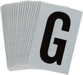 imagen de Bradylite 5900-G Etiqueta en forma de letra - G - Negro sobre plateado - 1 pulg. x 1 1/2 pulg. - B-997