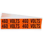 imagen de Brady 152370 Negro sobre naranja Rectángulo Paño de vinilo Etiqueta de voltaje y conducto - Ancho 4.125 pulg. - Altura 1.125 pulg. - B-498