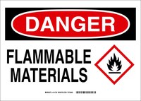 imagen de Brady B-555 Aluminio Rectángulo Cartel de material inflamable Blanco - 10 pulg. Ancho x 7 pulg. Altura - 131787