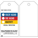imagen de Brady 99107 Negro/Azul/Rojo/Amarillo sobre blanco Poliéster Etiqueta de peligro químico - Ancho 3 pulg. - Altura 5 3/4 pulg. - B-851