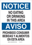 imagen de Brady B-555 Aluminio Rectángulo Cartel/anuncio de no comer ni beber Blanco - 10 pulg. Ancho x 14 pulg. Altura - Idioma Inglés/Español - 38347