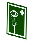 imagen de Hughes Safety PVC Rectángulo Cartel de lavado de ojos y ducha Verde - 10 pulg. Ancho x 12 pulg. Altura
