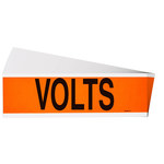 imagen de Brady 152345 Negro sobre naranja Rectángulo Paño de vinilo Etiqueta de voltaje y conducto - Ancho 9 pulg. - Altura 2.25 pulg. - B-498