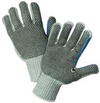 imagen de West Chester 712SKBSGT Gray Small Cotton/Polyester General Purpose Gloves - Wing Thumb - PVC Dotted Both Sides Coating - 8.625 in Length - 712SKBSGT/S