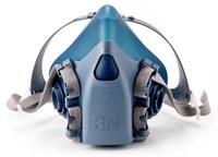 imagen de 3M 7500 Series 7503 Respirador de careta de media máscara 37083 - tamaño Grande - Azul - Silicón - 4 puntos suspensión