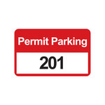 imagen de Brady 96251 Negro/Rojo sobre blanco Rectángulo Vinilo Etiqueta de permiso de estacionamiento - Ancho 4 3/4 pulg. - Altura 2 3/4 pulg. - Imprimir números = 201 a 300