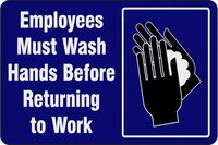 imagen de Notrax Tapetes de mensajes de seguridad 194EW Los empleados deben lavarse 194SEW46BU - 6 pies x 4 pies - Liso - Azul/Blanco - NOTRAX 194SEW46BU