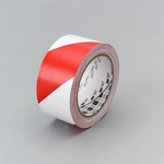 imagen de 3M 767 Red / White Warning Tape - Pattern/Text = Striped - 2 in Width x 36 yd Length - 5 mil Thick - 43186