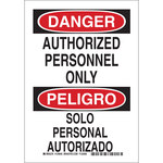 imagen de Brady B-401 Poliesterino de alto impacto Rectángulo Cartel de área restringida Blanco - 7 pulg. Ancho x 10 pulg. Altura - Idioma Inglés/Español - 124044