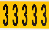 imagen de Brady 1560-3 Etiqueta de número - 3 - Negro sobre amarillo - 1 3/4 pulg. x 5 pulg. - B-946