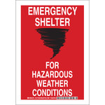 imagen de Brady B-302 Poliéster Rectángulo Cartel de refugio para tornado y clima severo Rojo - 7 pulg. Ancho x 10 pulg. Altura - Laminado - 127160