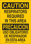 imagen de Brady B-302 Poliéster Rectángulo Cartel de respirador Amarillo - 7 pulg. Ancho x 10 pulg. Altura - Laminado - Idioma Inglés/Español - 125435