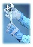 imagen de PIP 82-7563 Blue/Green/White Medium Split Cowhide Leather Work Gloves - Wing Thumb - 9.9 in Length - 82-7563/M