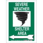 imagen de Brady B-555 Aluminio Rectángulo Cartel de refugio para tornado y clima severo Blanco - 10 pulg. Ancho x 14 pulg. Altura - 123800