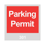 imagen de Brady 96236 Rojo/blanco sobre gris Cuadrado Vinilo Etiqueta de permiso de estacionamiento - Ancho 3 pulg. - Altura 3 pulg. - Imprimir números = 301 a 400