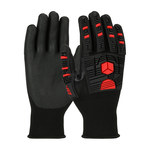 imagen de PIP G-Tek GP 34-MP155 Black/Red Large Nylon Work Gloves - Nitrile Palm & Fingers Coating - Rough Finish - 34-MP155/L