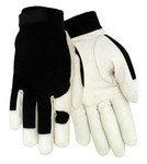 imagen de Red Steer 1523 Black/White Large Grain Goatskin Leather/Spandex Driver's Gloves - Wing Thumb - 1523-L