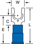 imagen de 3M Scotchlok MVU14-10FLK Blue Locking Butted Vinyl Butted Fork & Spade Terminal - 0.88 in Length - 0.32 in Wide - 0.32 in Fork Width - 0.17 in Max Insulation Outside Diameter - 0.09 in Inside Diameter