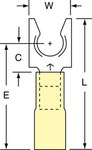 imagen de 3M Scotchlok MH10-14FLX Yellow Locking Brazed Nylon Butted Fork & Spade Terminal - 1.2 in Length - 0.43 in Wide - 0.43 in Fork Width - 0.135 in Inside Diameter - 1/4 in Stud - 58893