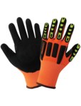 imagen de Global Glove Vise Gripster C.I.A. Naranja de alta visibilidad Grande Nailon Guantes de trabajo - Pulgar reforzado - cia520mf lg
