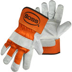 imagen de PIP Boss 1JL2393 Orange Large Leather Work Gloves - Wing Thumb