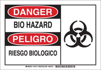 imagen de Brady B-555 Aluminio Rectángulo Letrero de peligro biológico Blanco - 14 pulg. Ancho x 10 pulg. Altura - Idioma Inglés/Español - 125142