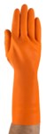 imagen de Ansell AlphaTec 87-208 Citrus Orange 9 Unsupported Chemical-Resistant Gloves - 13 in Length - Recessed Diamond Finish - 29 mil Thick - 192085