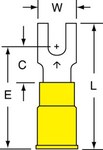 imagen de 3M Scotchlok MV10-6FBX Yellow Locking Brazed Vinyl ETP Copper Brazed Fork & Spade Terminal - 1.03 in Length - 0.32 in Wide - 0.32 in Fork Width - 0.145 in Max Insulation Outside Diameter - 0.135 in In