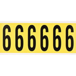 imagen de Brady 3450-6 Etiqueta de número - 6 - Negro sobre amarillo - 1 1/2 pulg. x 3 1/2 pulg. - B-498