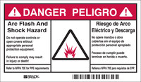 imagen de Brady 101955 Negro/Rojo sobre blanco Rectángulo Poliéster Etiqueta de arco eléctrico - Ancho 6 pulg. - Altura 3 1/2 pulg. - B-302