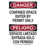 imagen de Brady B-555 Aluminio Rectángulo Letrero de espacio restringido Blanco - 10 pulg. Ancho x 14 pulg. Altura - Idioma Inglés/Español - 38102
