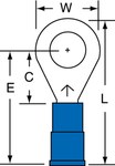 imagen de 3M Scotchlok MNG14-14R/SX Azul Unido Nailon Terminal anillado embutido - Longitud 1.09 pulg. - Ancho 0.47 pulg. - 58663