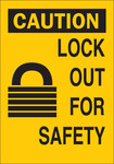 imagen de Brady Interior/exterior Aluminio Cartel de bloqueo 42433 - Texto Imprimido = CAUTION LOCK OUT FOR SAFETY - Unificado - Inglés - Ancho 10 pulg. - Altura 14 pulg. - 754476-42433
