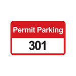 imagen de Brady 96252 Negro/Rojo sobre blanco Rectángulo Vinilo Etiqueta de permiso de estacionamiento - Ancho 4 3/4 pulg. - Altura 2 3/4 pulg. - Imprimir números = 301 a 400