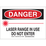 imagen de Brady B-555 Aluminio Rectángulo Cartel/Etiqueta de peligro de láser Blanco - 10 pulg. Ancho x 7 pulg. Altura - 129264