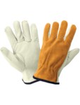imagen de Global Glove 3200BS Gray/Yellow Medium Grain Cowhide Leather Driver's Gloves - Keystone Thumb - 3200BS/MD
