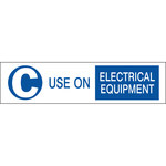 imagen de Brady Azul sobre blanco Etiqueta del extintor 95224 - Texto Imprimido = C USE ON ELECTRICAL EQUIPMENT - Inglés - 754476-95224