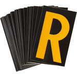 imagen de Bradylite 5890-R Etiqueta en forma de letra - R - Amarillo sobre negro - 1 3/8 pulg. x 1 7/8 pulg. - B-997