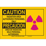 imagen de Brady B-555 Aluminio Rectángulo Cartel de peligro de radiación Amarillo - 14 pulg. Ancho x 10 pulg. Altura - Idioma Inglés/Español - 125430