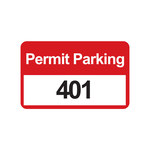 imagen de Brady 96253 Negro/Rojo sobre blanco Rectángulo Vinilo Etiqueta de permiso de estacionamiento - Ancho 4 3/4 pulg. - Altura 2 3/4 pulg. - Imprimir números = 401 a 500