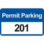 imagen de Brady 96247 Negro/Azul sobre blanco Rectángulo Vinilo Etiqueta de permiso de estacionamiento - Ancho 4 3/4 pulg. - Altura 2 3/4 pulg. - Imprimir números = 201 a 300